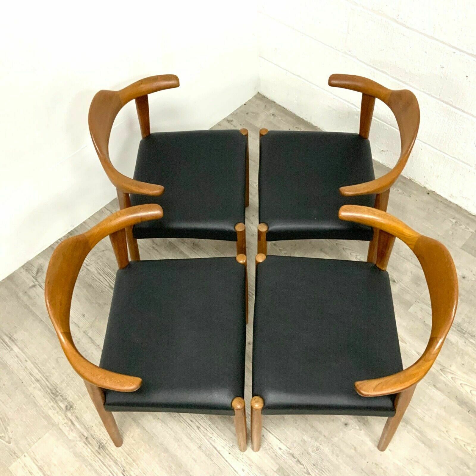 Set Of 4 Danish Teak “Bull Horn” Model 69 Dining Chairs By Harry Ostergaard photo vinterior