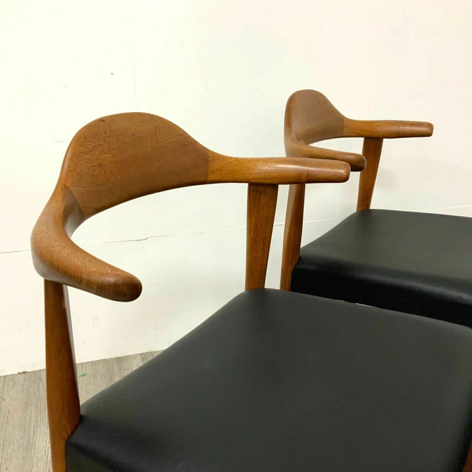 Set Of 4 Danish Teak “Bull Horn” Model 69 Dining Chairs By Harry Ostergaard photo vintage