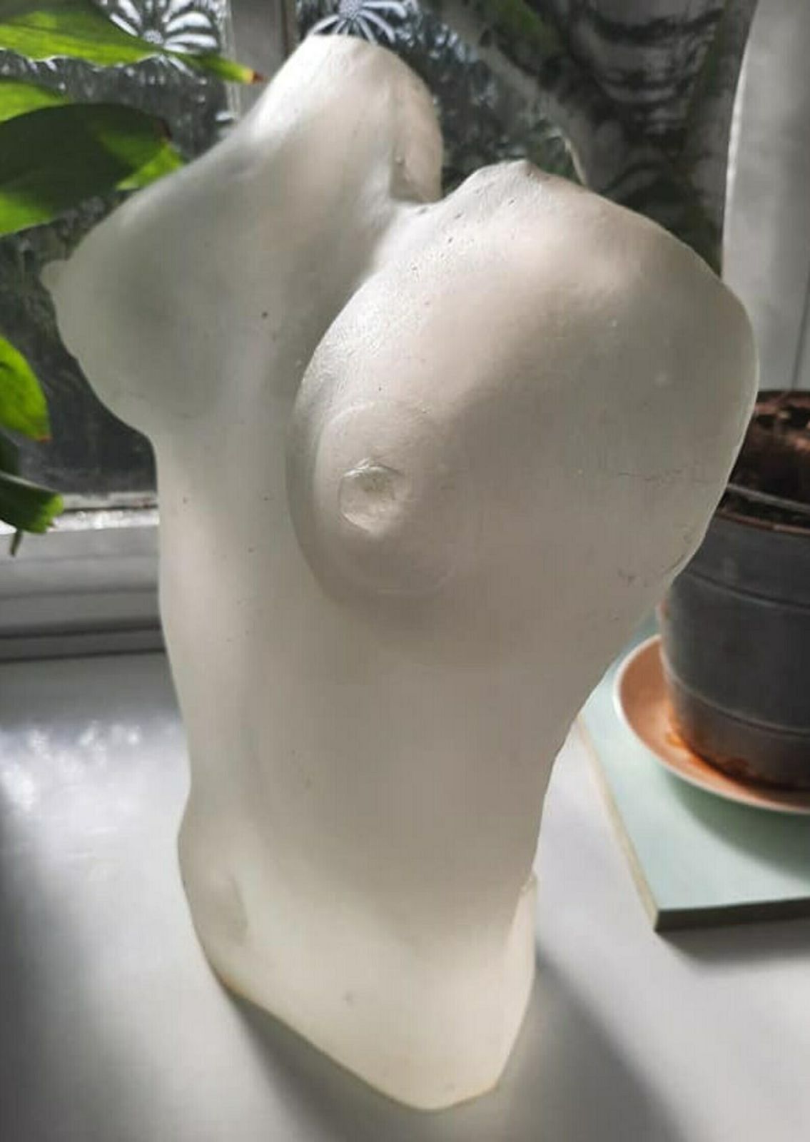 Art Nouveau Or Art Deco Period Piece Of Very Heavy Solid Frosted Glass   Female Form photo 390.0