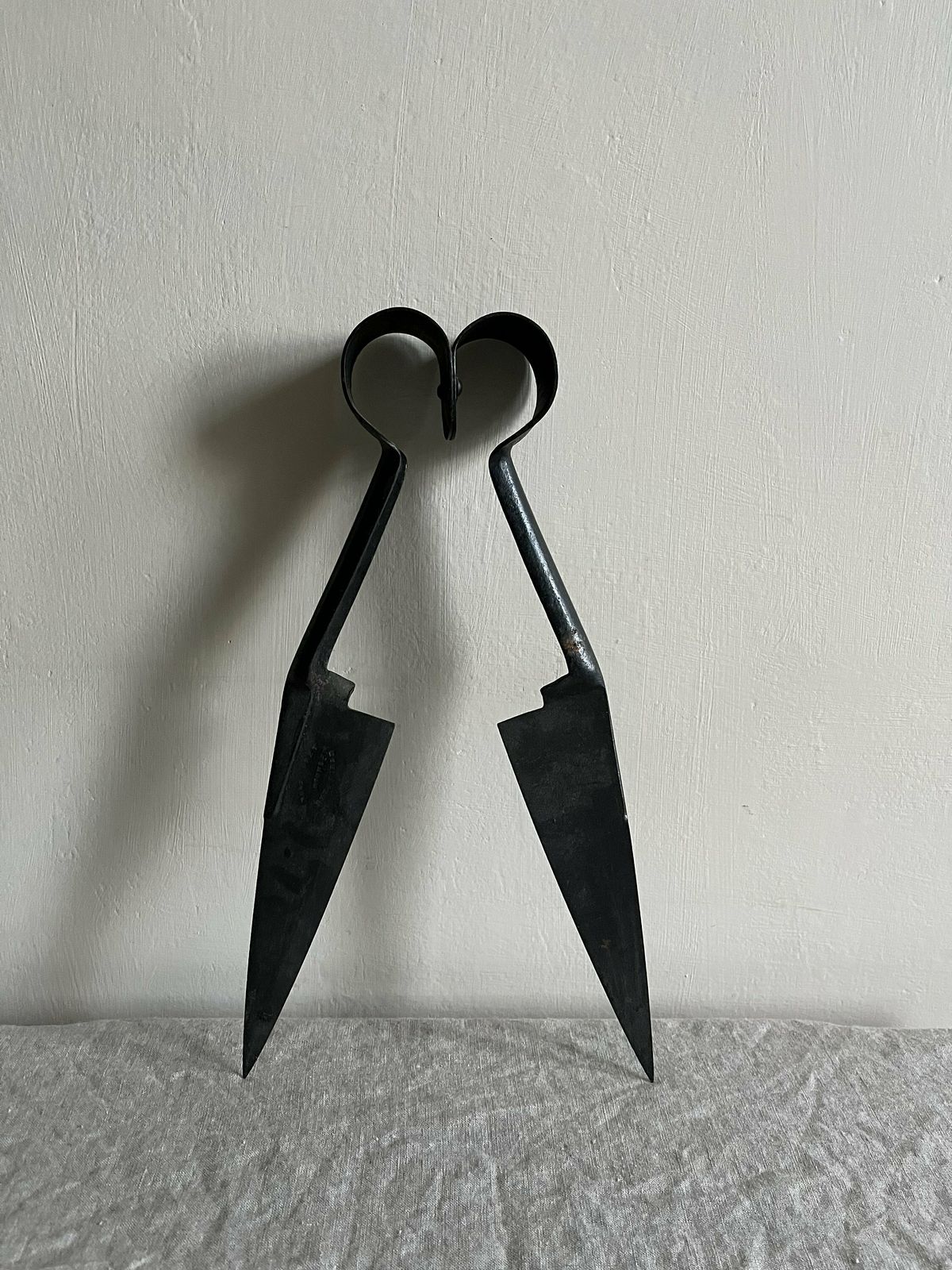 Antique Steel Sheep Shears & Metal Skimmer, Rustic Primitive Farmhouse Style Kitchen Accessories Or Tools photo furniture