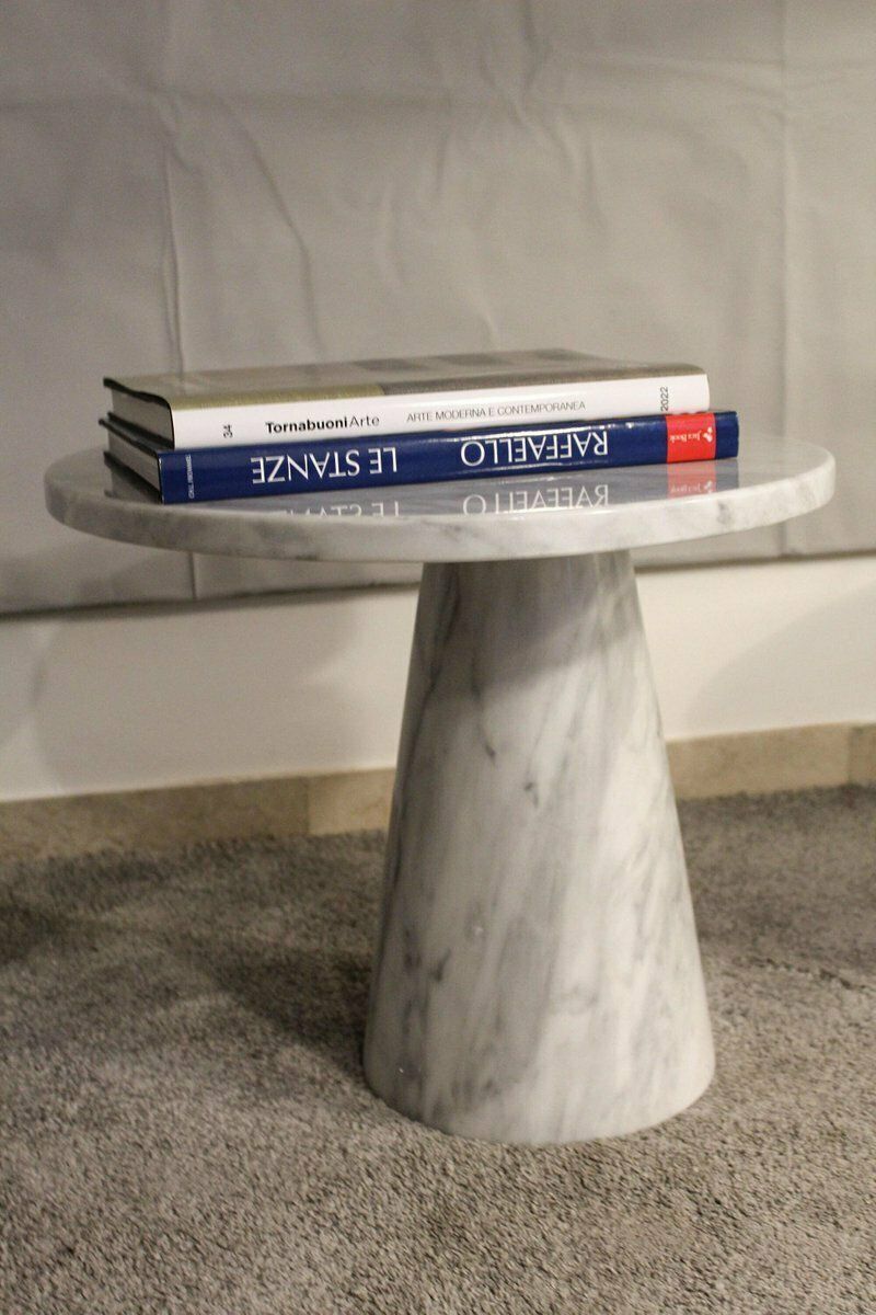 Italian White Carrara Marble Eros Coffee Table By Angelo Mangiarotti, 1970s, Set Of 2 photo vintage