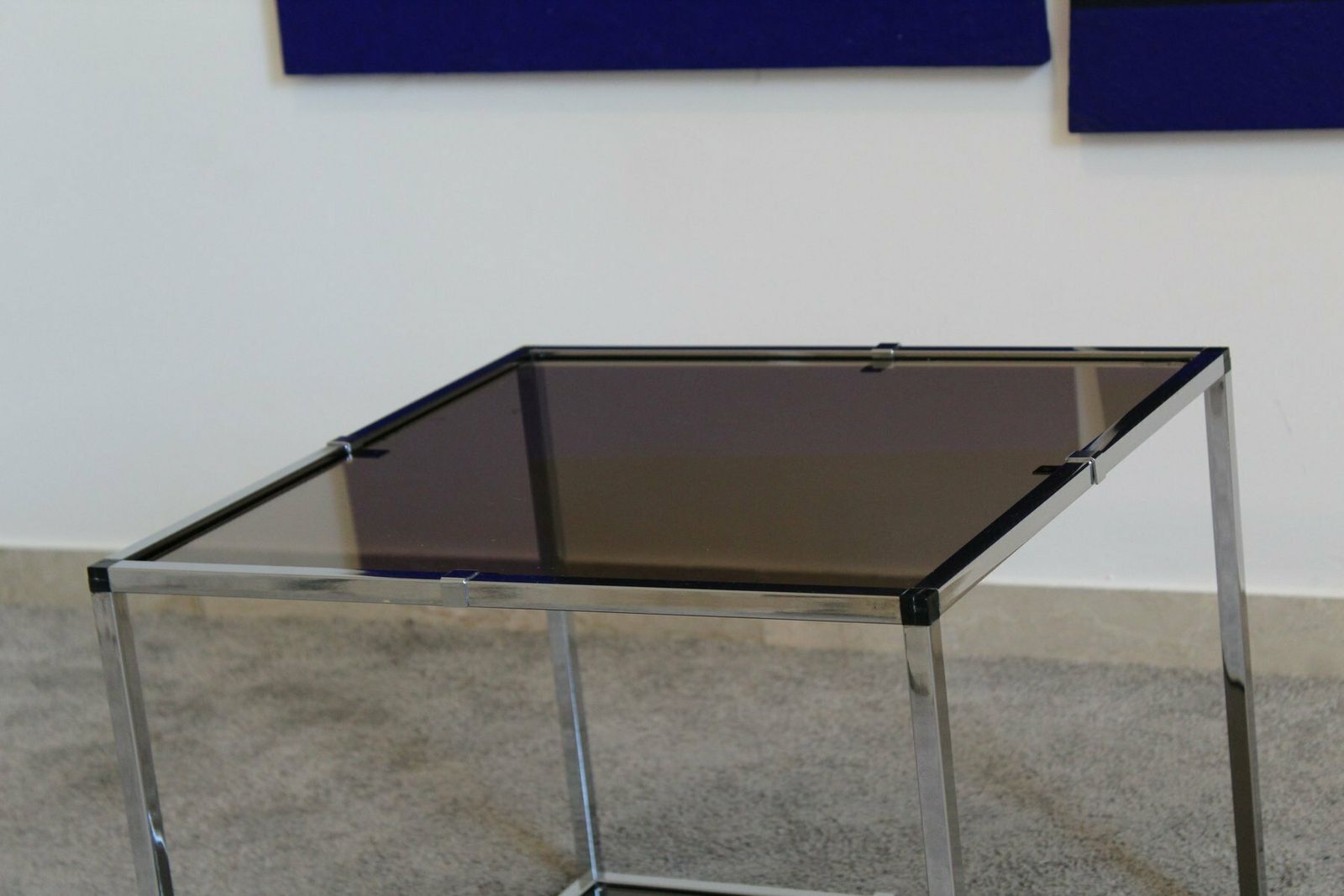 Chromed Metal And Smoked Glass Tables, Italy, 1970s, Set Of 2 photo vinterior