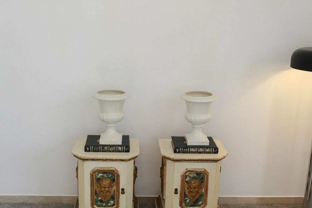 Lacquered Ceramic Vases From Capuani Este, Italy, Late 19th Century, Set Of 2 photo for sale