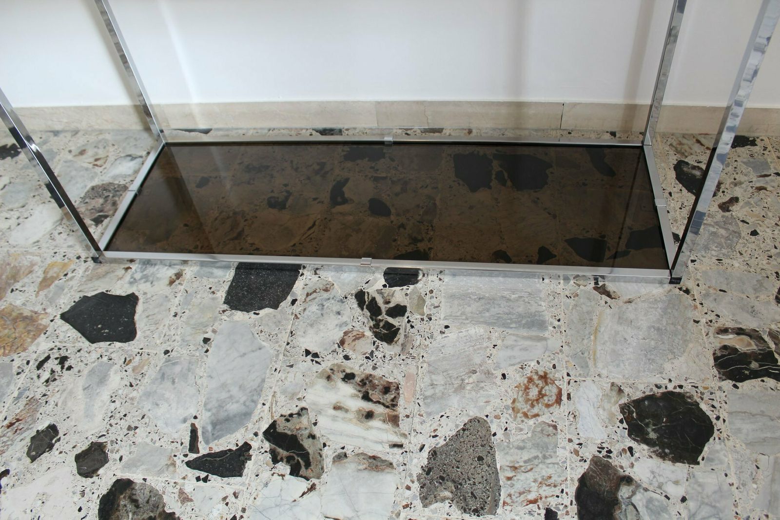 Console In Chromed Metal And Smoked Glass, Italy, 1970s photo buy