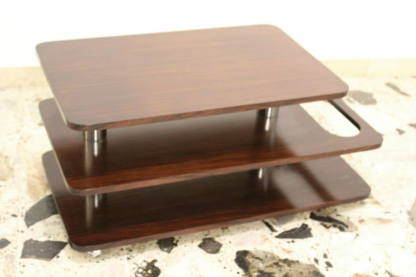 Coffee Table In Rosewood And Chromed Metal, Italy, 1970s photo vintage