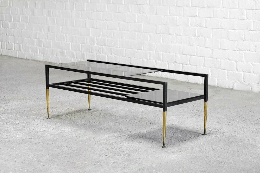 Mid Century Italian Coffee Table In Metal & Brass, 1960s