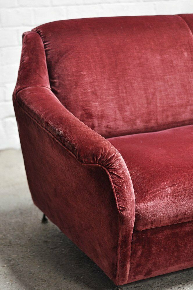 Mid Century Italian Velvet 3 Seater Sofa, 1950s photo 2521.0