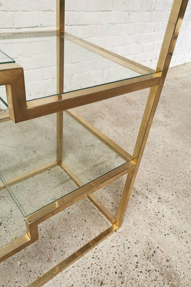 Vintage Geometric Gold Plated Shelving Unit Attributed To Belgo Chrom, 1970s photo buy