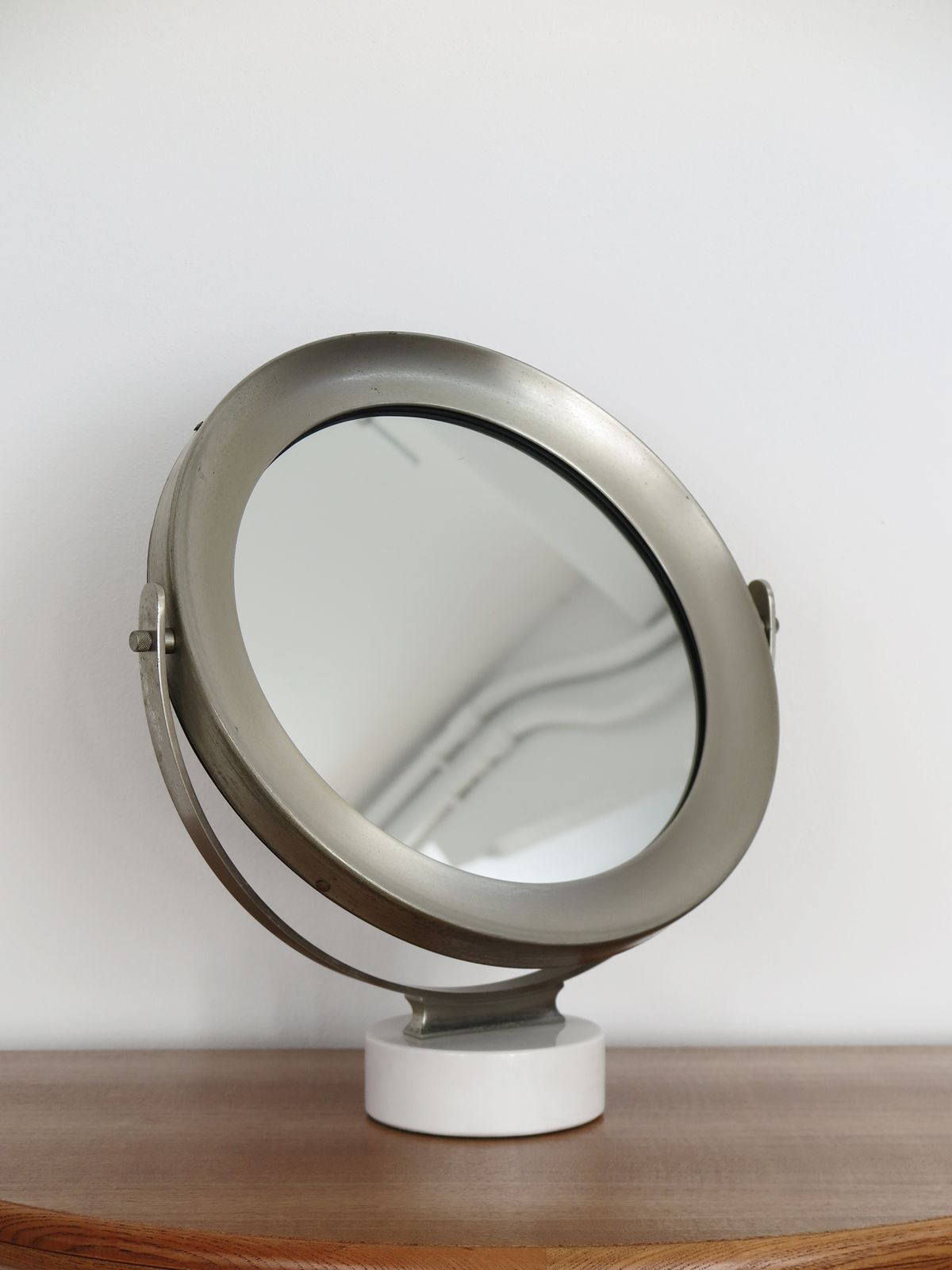 Sergio Mazza For Artemide Italian Midcentury Marble And Metal Table Mirror, 1960s