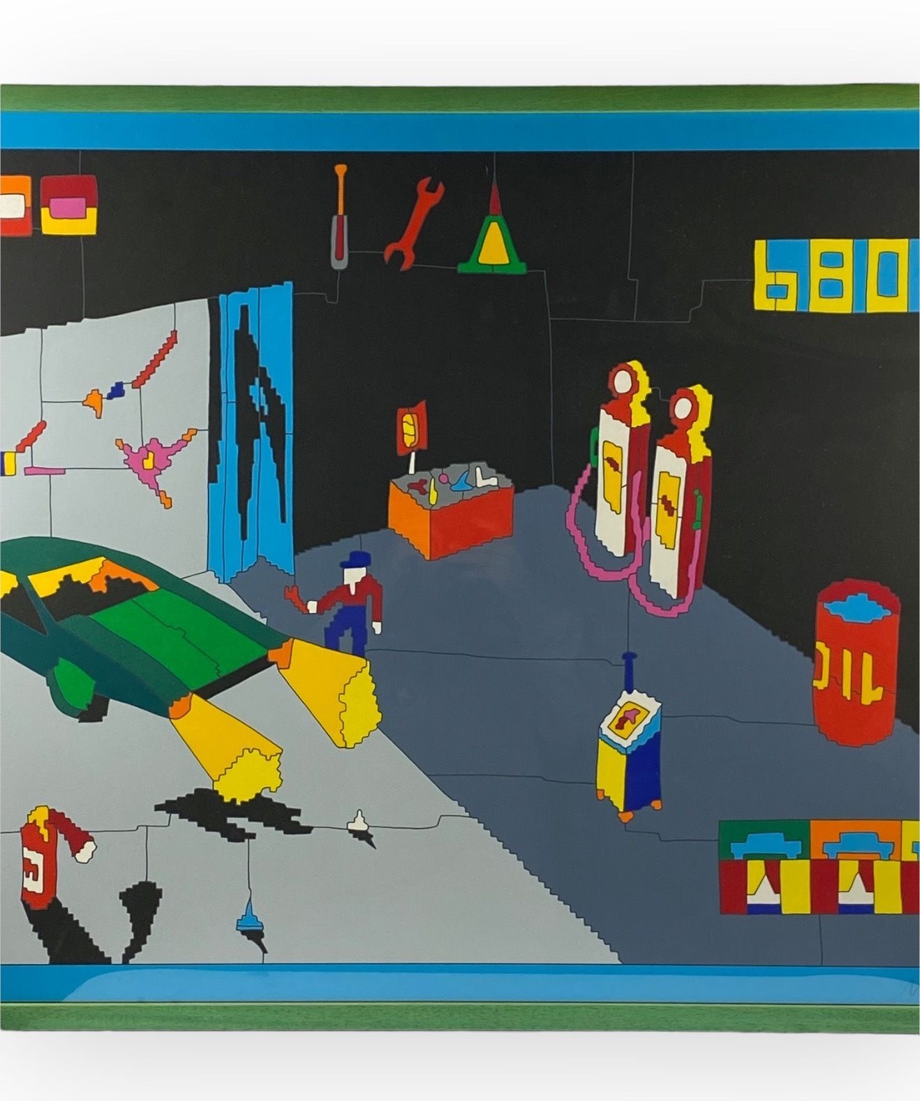Ugo Nespolo, Garage Serigraph, Signed 60/99, Italy 1980s photo vinterior