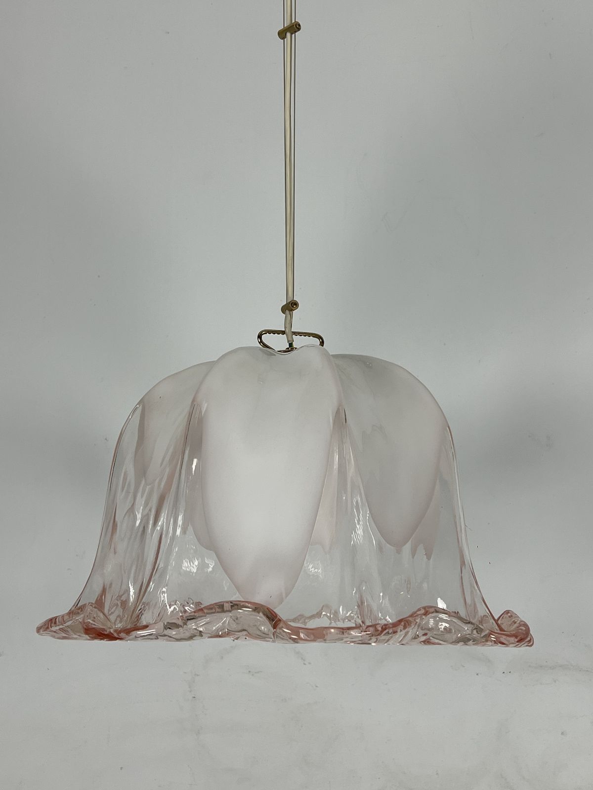 La Murrina Chandelier In Pink And White Murano Glass. Italy 1970s photo for sale