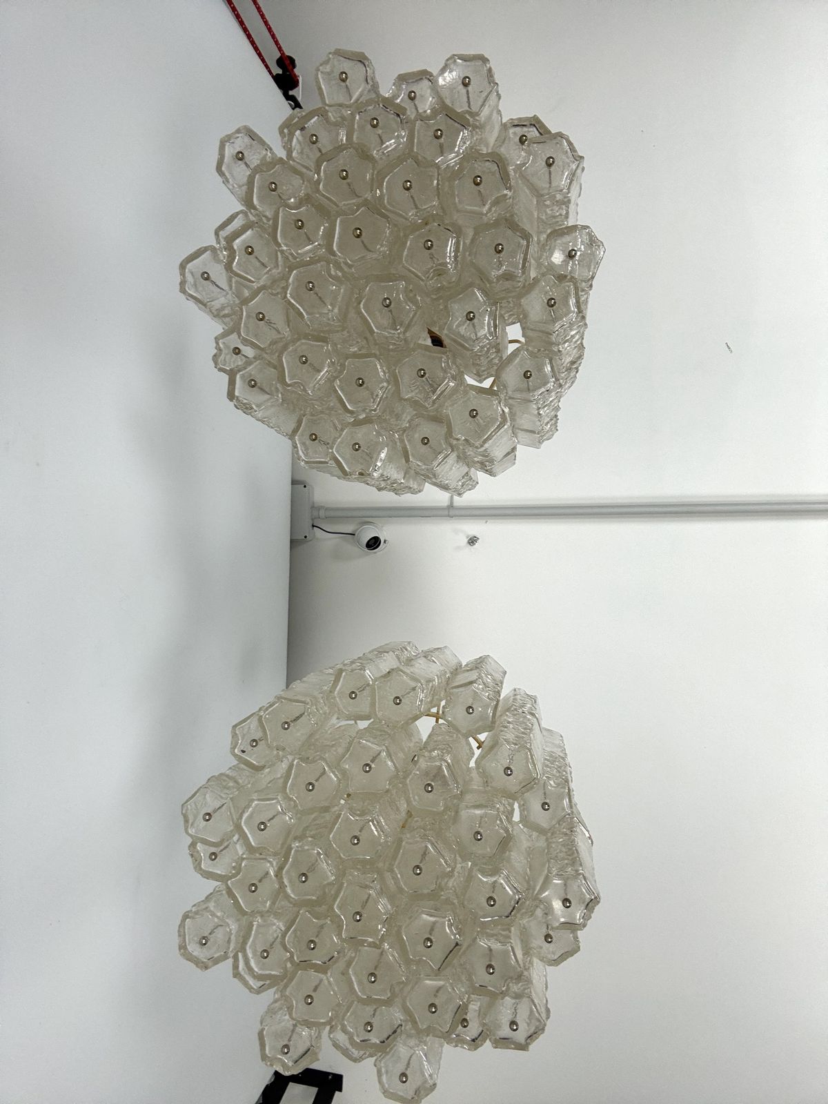 Pair Of Murano Glass Elements Chandelier By Venini. Italy 1970s. photo buy