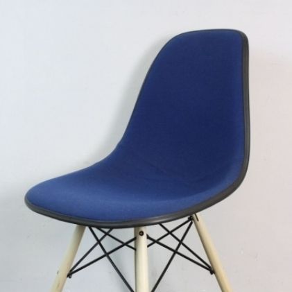 Eames Herman Miller Side Chair Upholstered In Blue Fabric photo for sale