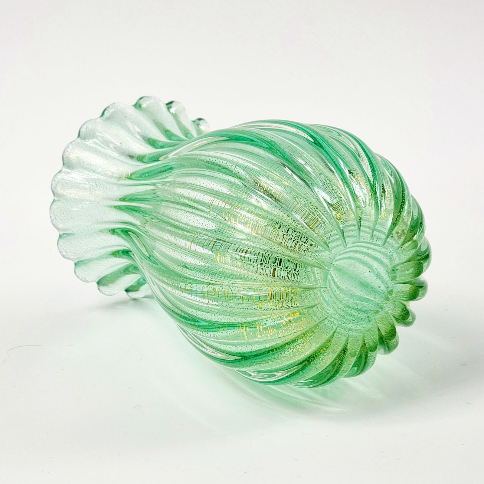 photo furniture Mid Century Geribbelde Murano Glazen Vaas Van Archimede Seguso Voor Seguso Vetri D'arte, Italië, Jaren 1950