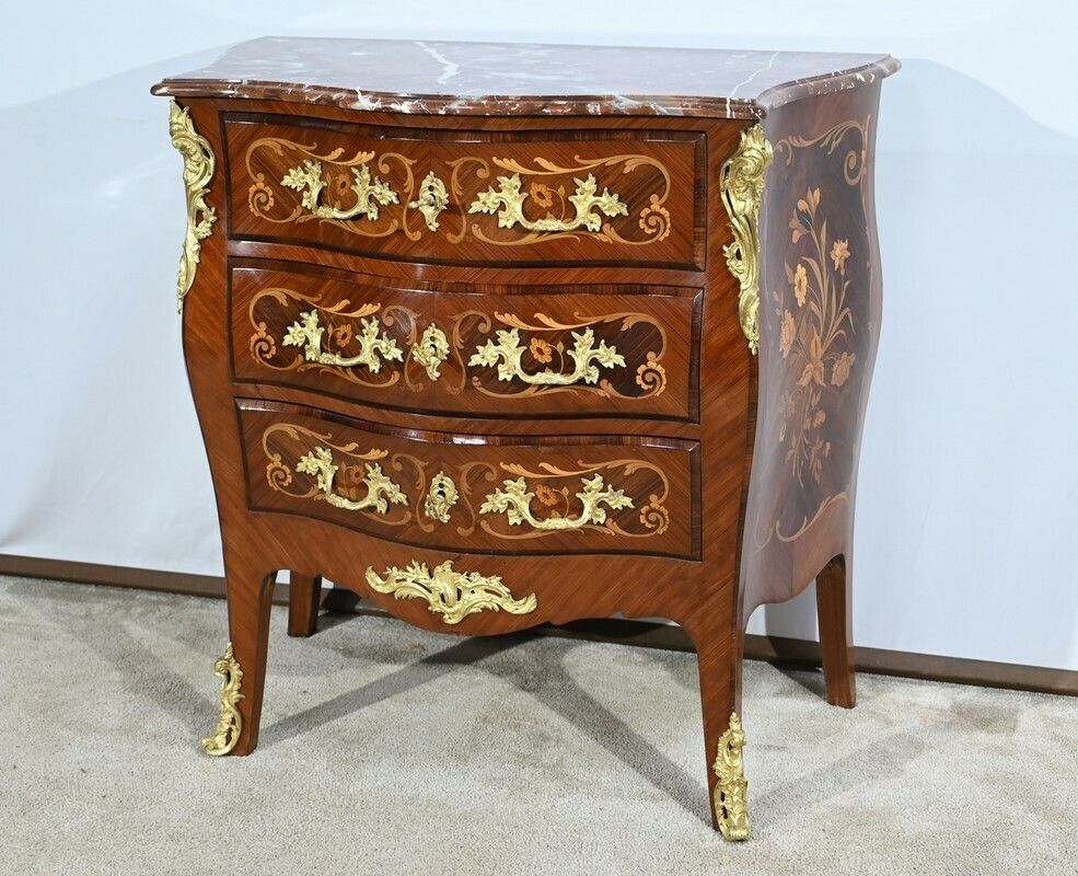 Small Commode Tomb In Rosewood And Violet Wood, Louis XIV Louis XV Transition Style – Early 20th Century photo Furniture