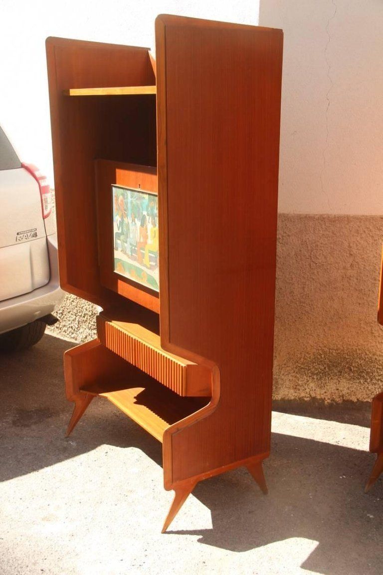 Pair Of Cabinet Bar Italian Mid Century Modern Mahogany 1950 photo for sale