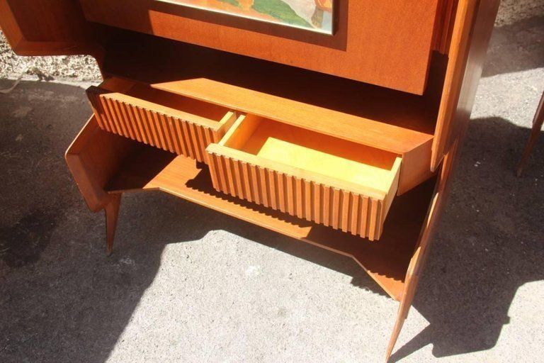 Pair Of Cabinet Bar Italian Mid Century Modern Mahogany 1950 photo vinterior