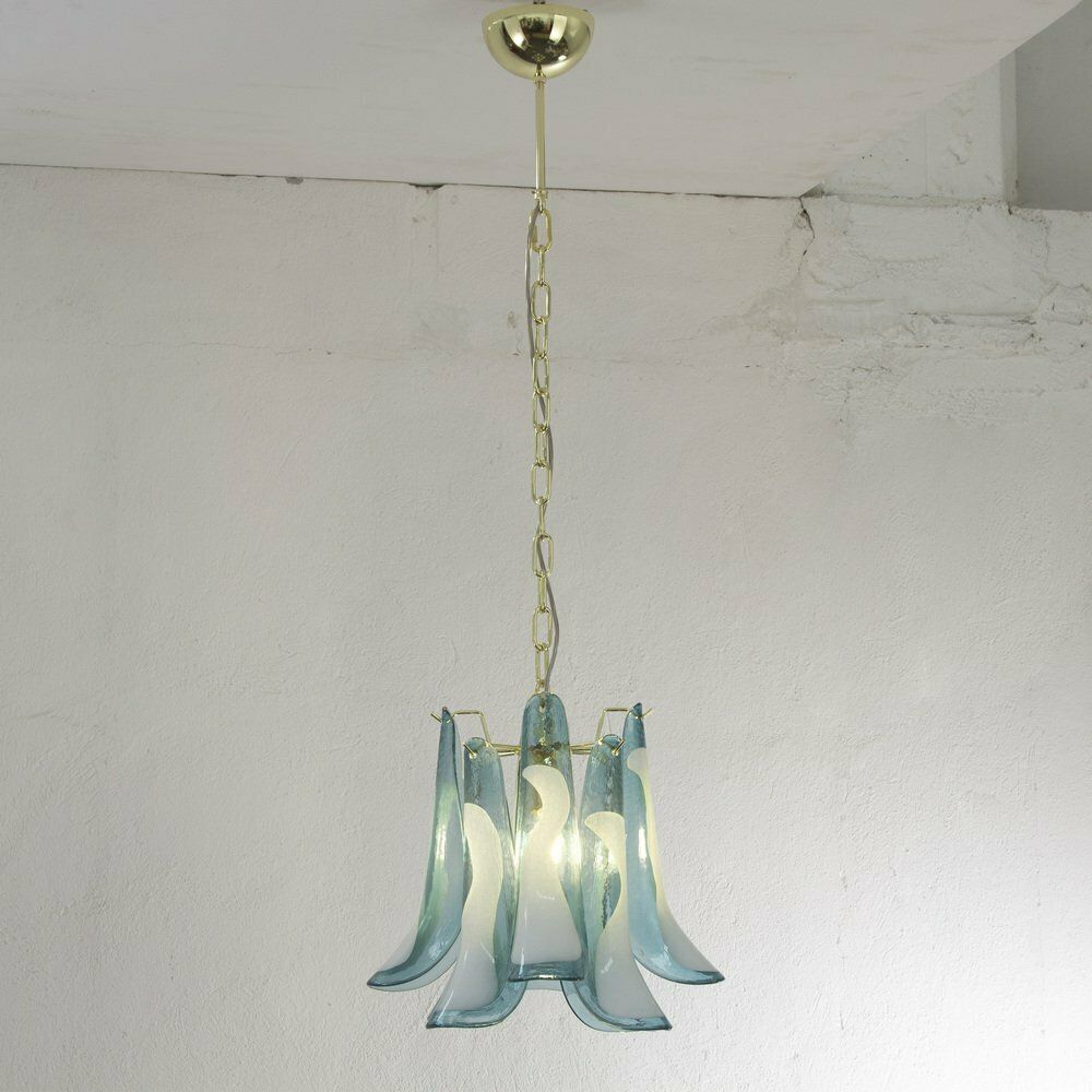 Petal Pendant Lamp In Black And White Murano Glass, 1990s photo Lighting