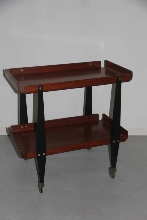 Bar Cart Carlo Ratti Curved Wood Mid Century Italian Design photo furniture