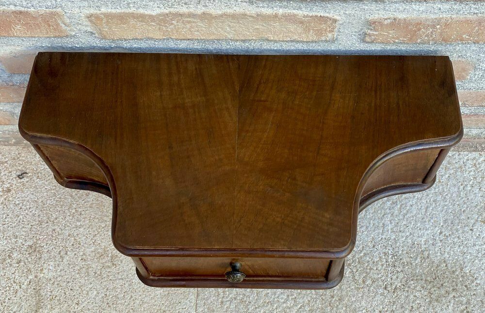 French Wall Bedside Tables In Walnut, 1920s, Set Of 2 photo 1582.0