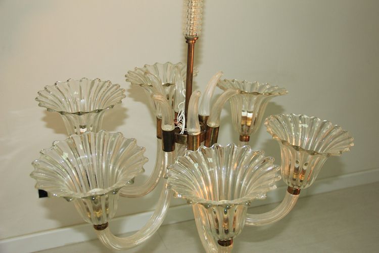 Barovier Brass And Glass Large Chandelier Italian Design 1950 photo buy