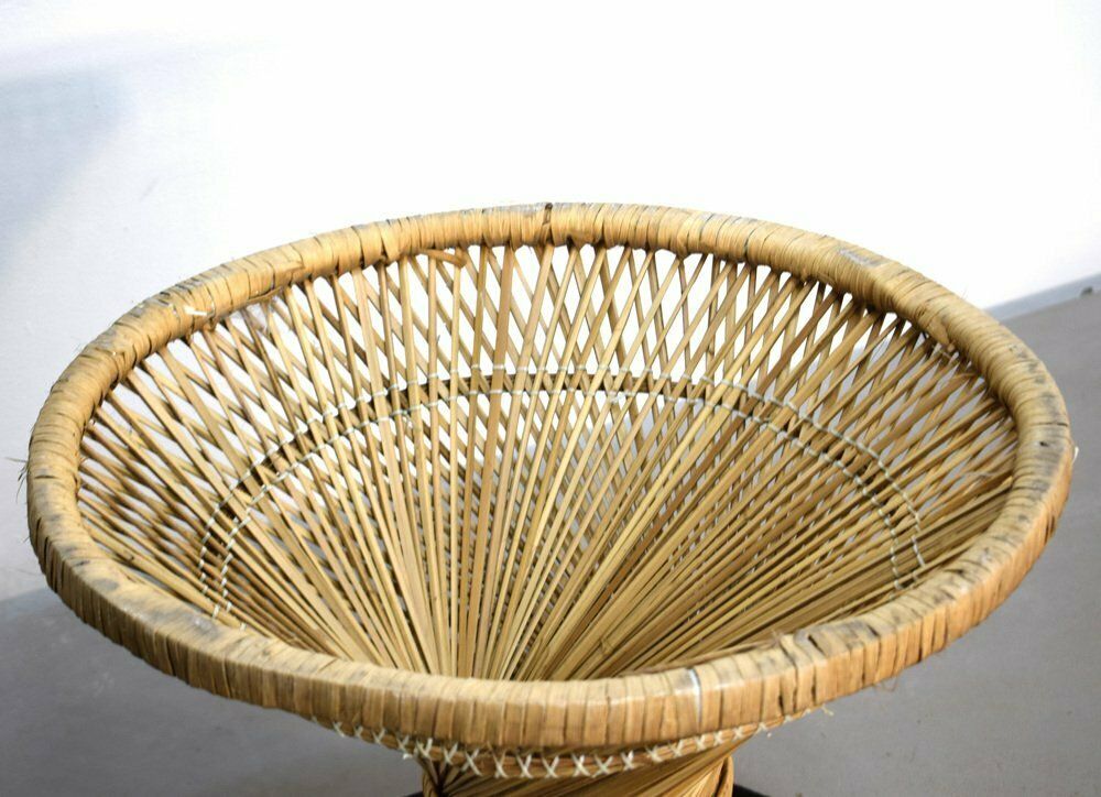 Straw And Smoked Glass Coffee Table, Italy, 1970s photo vintage