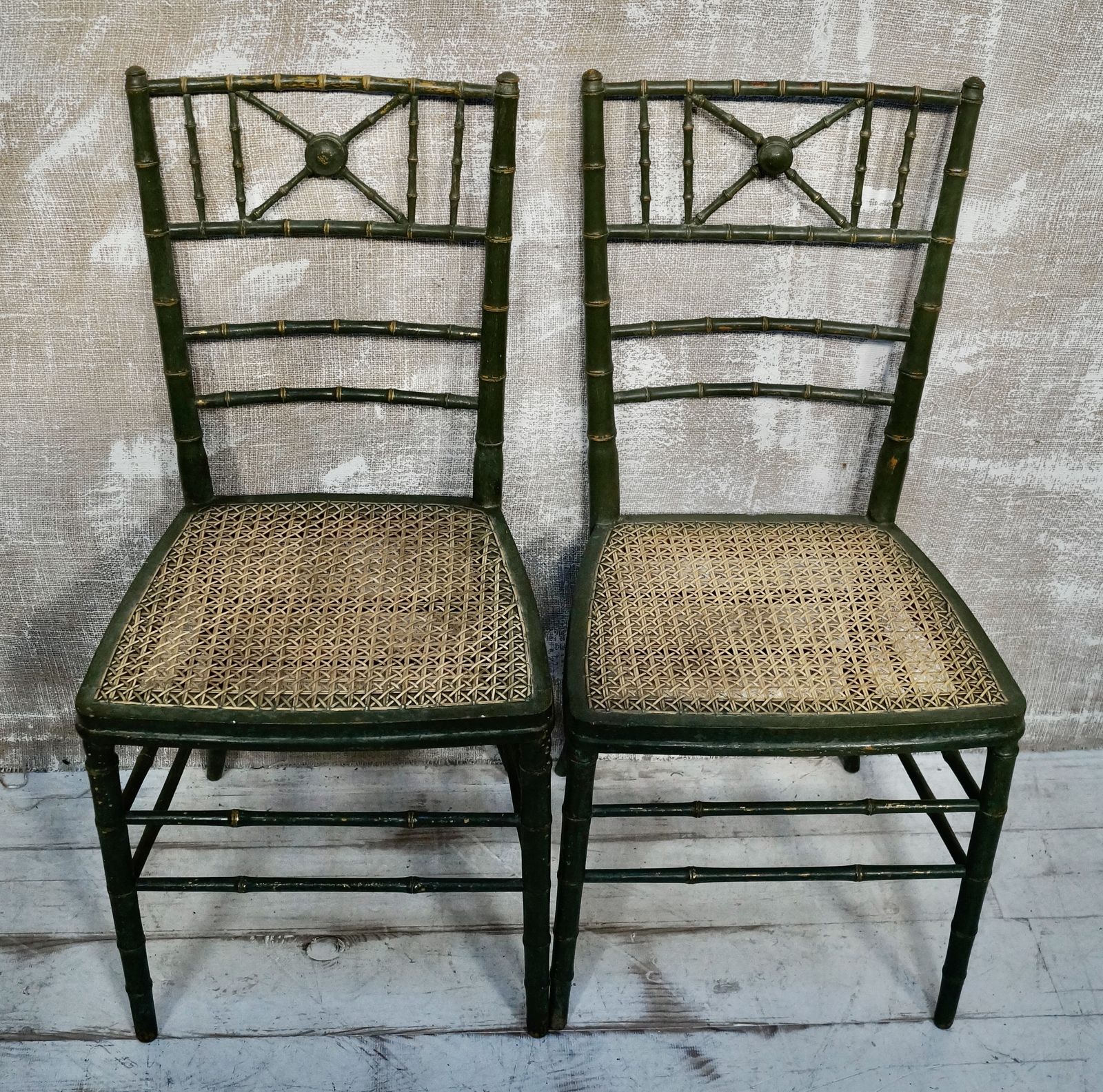 photo furniture Antique French Napoleon III Faux Bamboo Opera Chairs