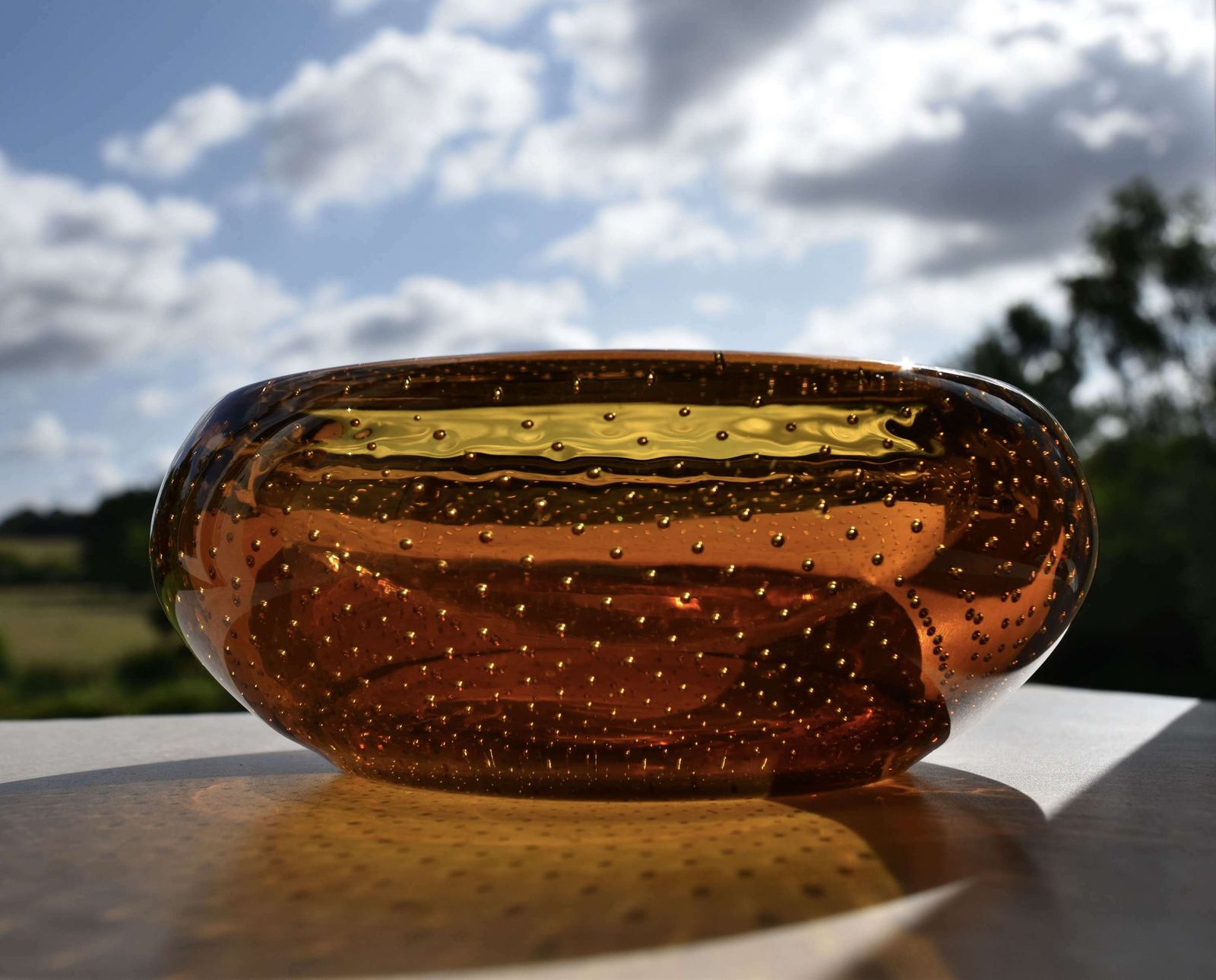 Murano Bullicante Amber Bowl In The Style Of Poli photo furniture