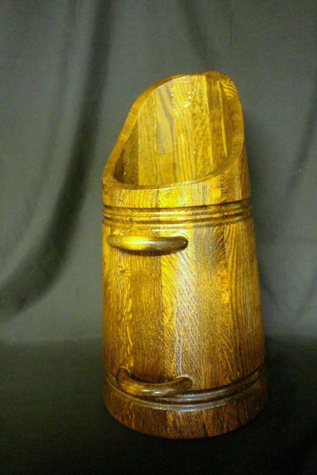 Antique Scandinavian Oak Umbrella Stick Holder Large Wooden Jug C