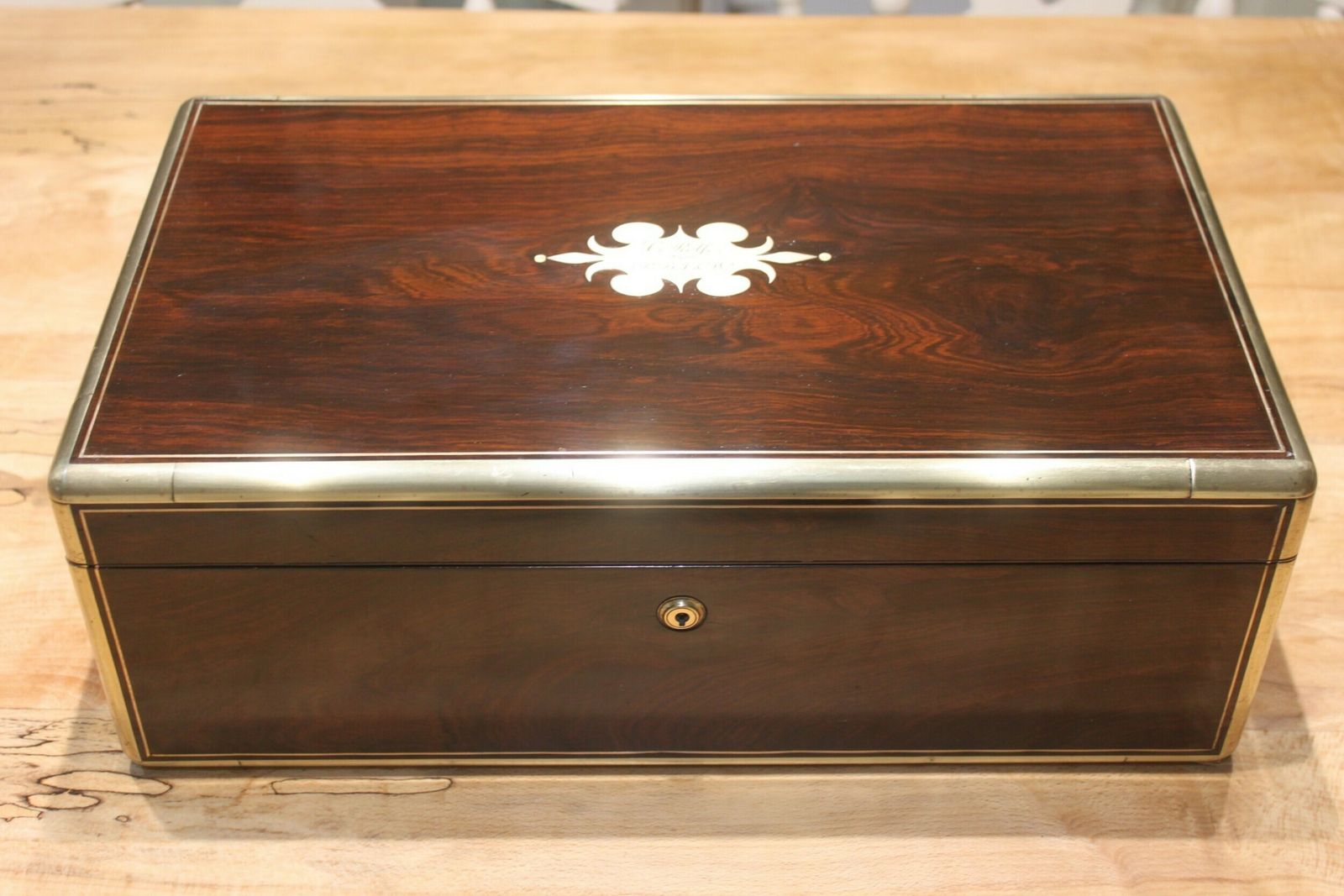 19th Century Rosewood And Brass Inlaid Writing Slope