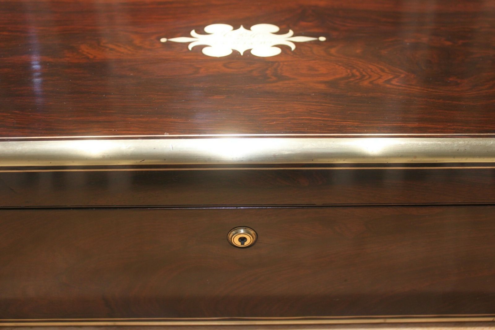 19th Century Rosewood And Brass Inlaid Writing Slope photo furniture