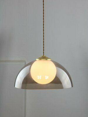 Space Age Italian Brass, Opaline And Acrylic Glass Pendant Lamp photo furniture