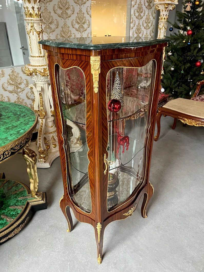 Showcase French Louis Style Glass Showcase Baroque Retro Style Home Decor For Living Room Decoration photo furniture