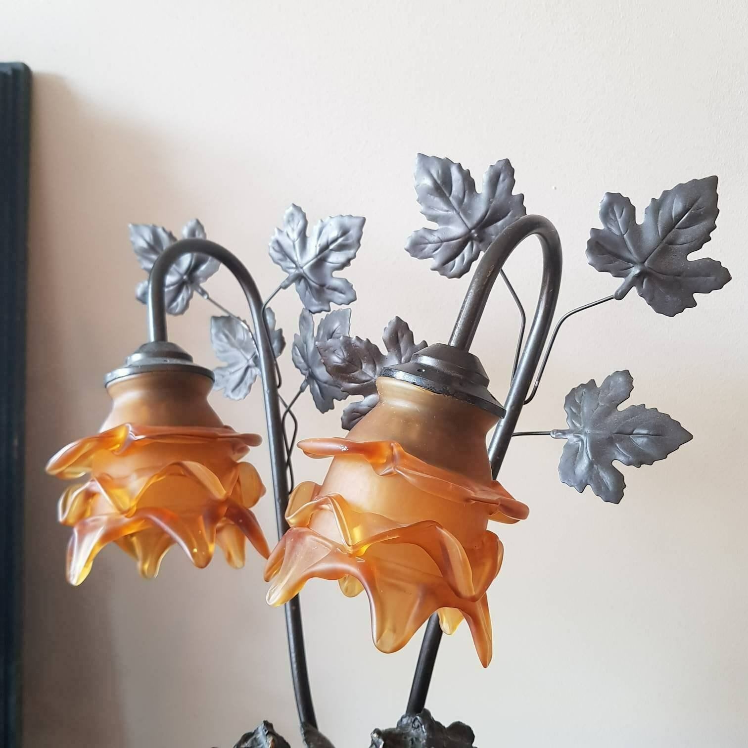 photo furniture Vintage French Lamp, Table Lamp, Home Decor, Interior Design, Brown Shade, 2 Figures Statue Lamp, Putti, Cherubs, Angels Lamp, Collectable