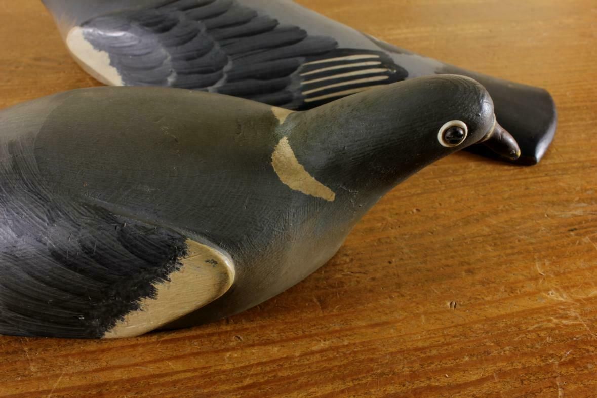 1125.0 Two Wooden Decoy Pigeons. Ted Grace English Folk Art Birds. 1950's. photo