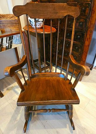 Beautiful 1950's Oak Rocking Chair photo vintage
