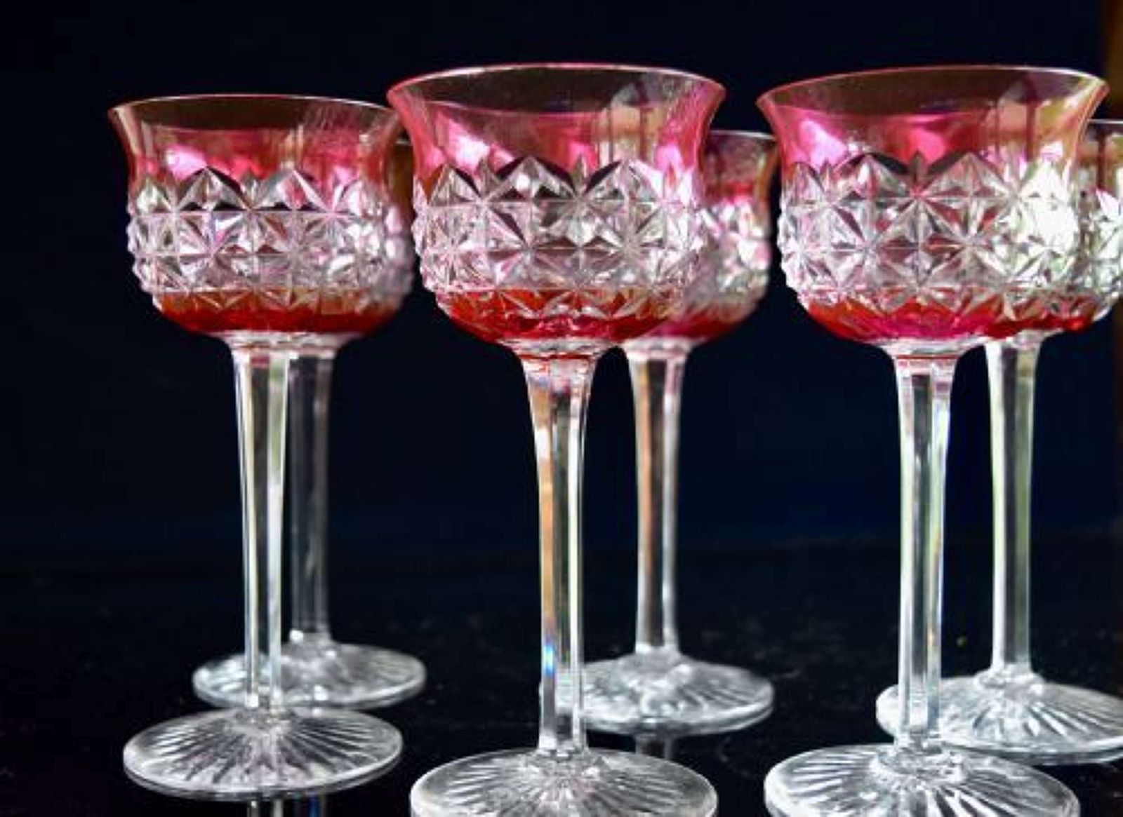 6 Baccarat Ruby Hock Glasses, 1920s photo furniture