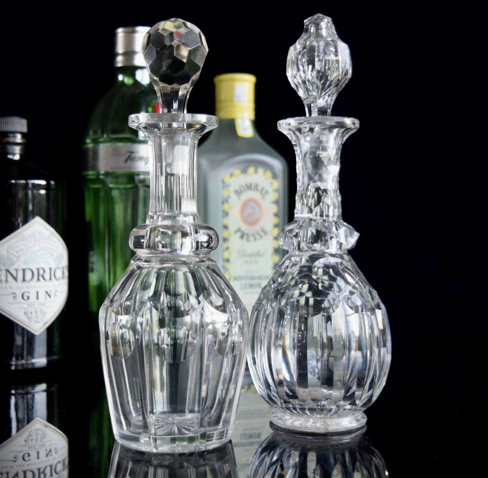 2 French Miniature Decanters Belle Epoque C1900
