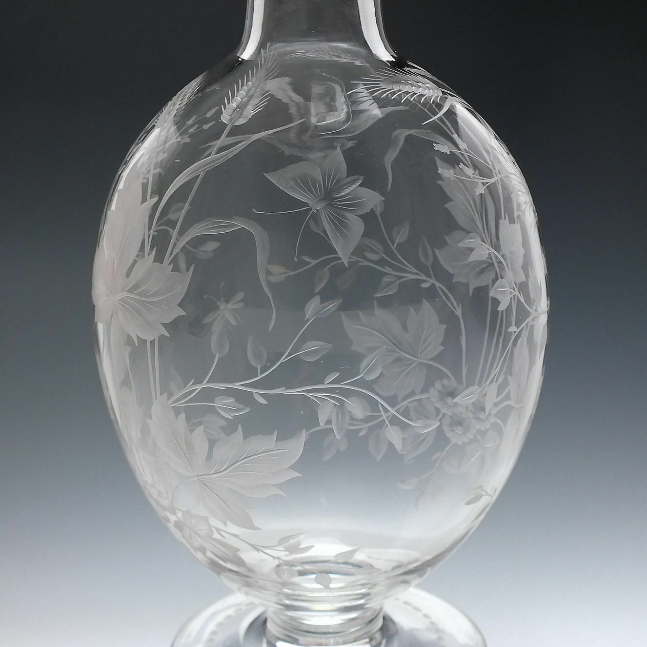 Pair Victorian Thomas Webb Engraved Glass Wine Carafes C1875 photo furniture