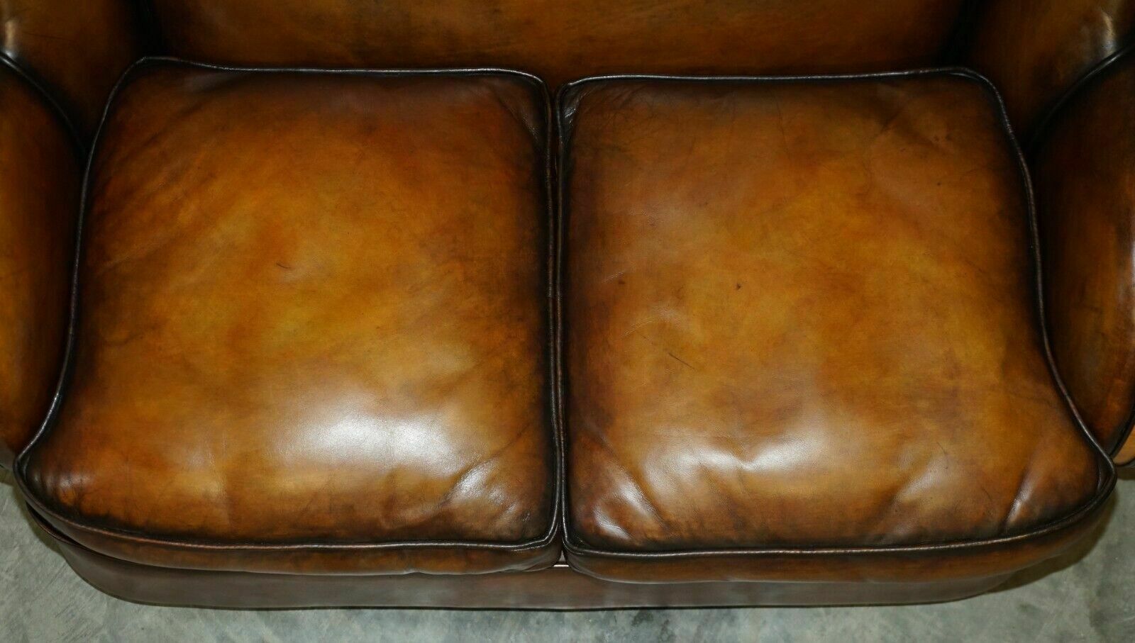 photo vinterior 1 Of 2 Of Restored Art Deco Harry & Lou Epstein Hand Dyed Brown Leather Sofas