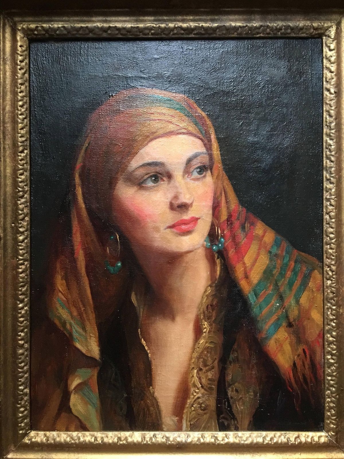 Albert Henry Collings (1868 1947) Oil On Canvas 'Yasmin In Gypsy Headscarf' Modern British School Circa 1920's Salon De Paris photo 18500.0