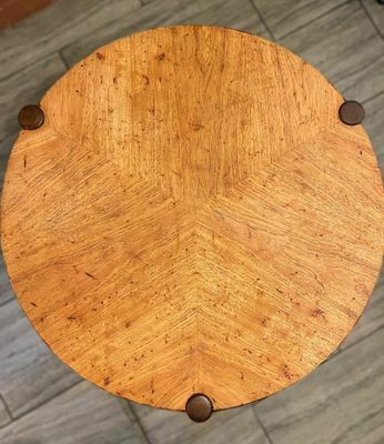 1950's Round Three Legged Drum Table In The Style Of Wormley For Dunbar photo Furniture
