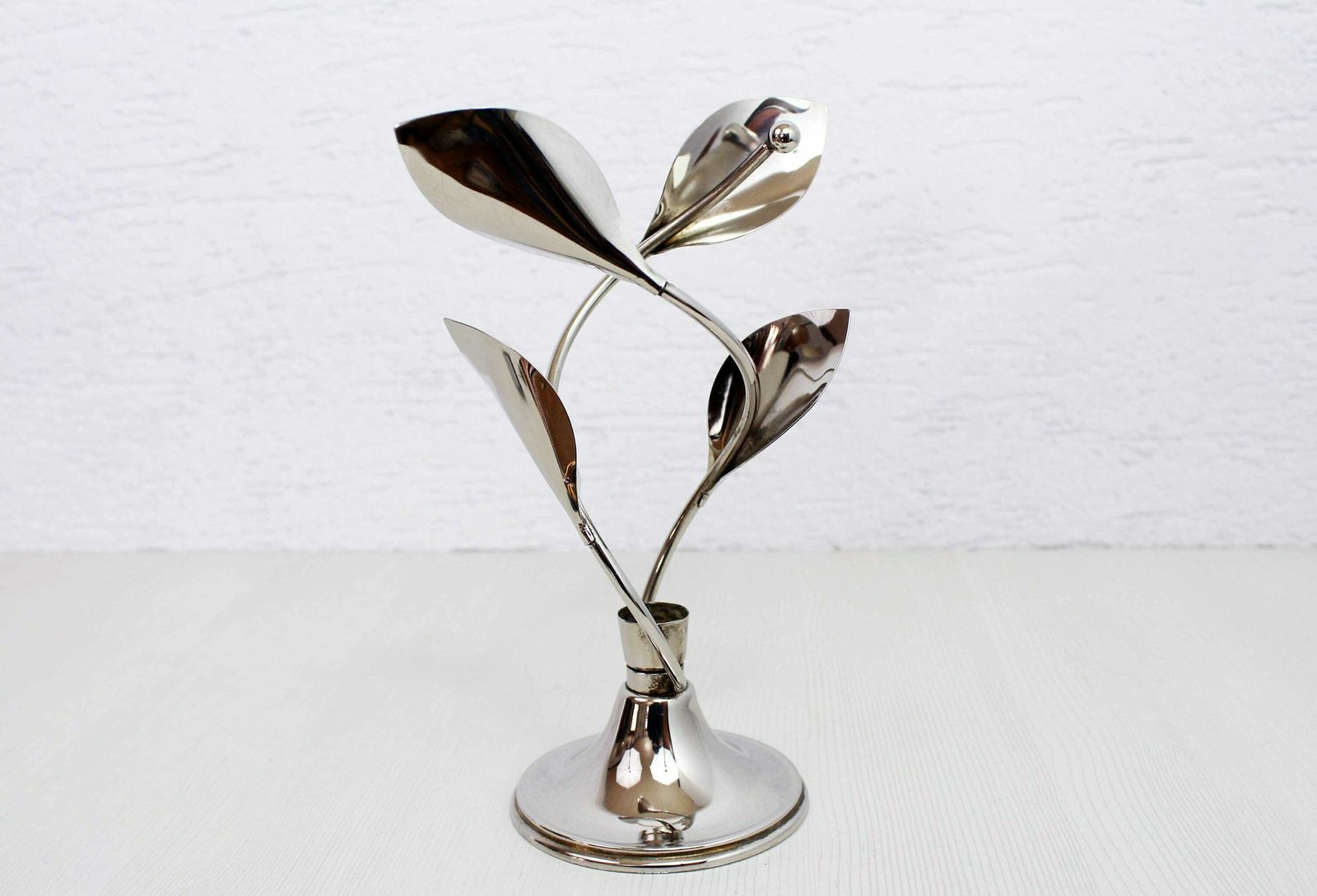 Beautiful Chrome Metal Candle Holder From The 70s/80s photo furniture