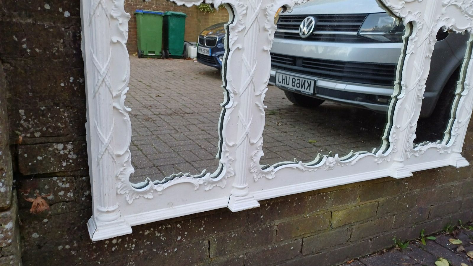 Huge Ornate Painted Victorian Over Mantel Mantle Mirror. photo Home Decor