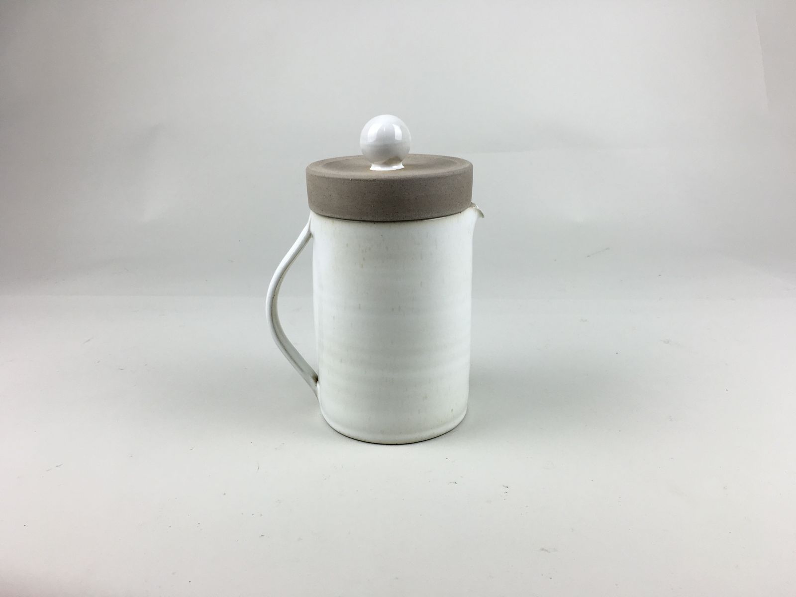 Handmade Stoneware Pottery From France. Large Teapot In Ivory White photo Home Decor