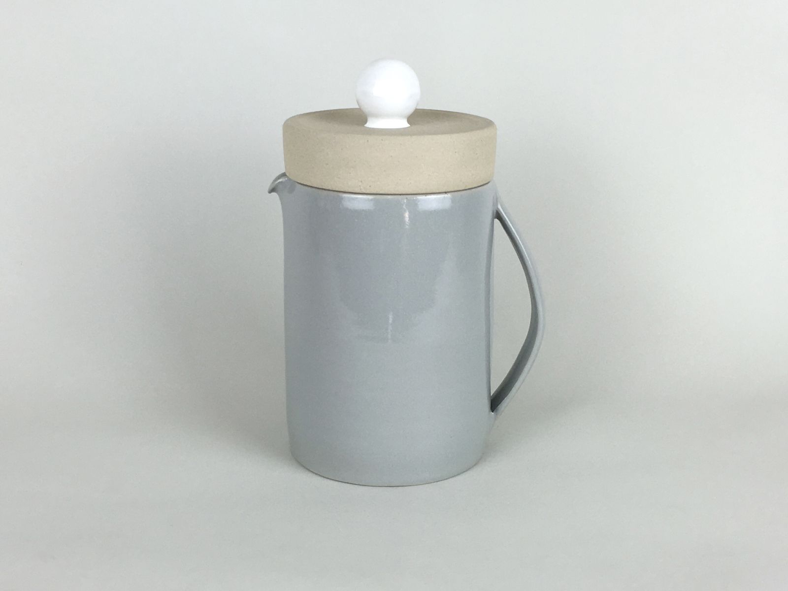 Handmade Stoneware Pottery From France. Large Teapot In Smoke Grey