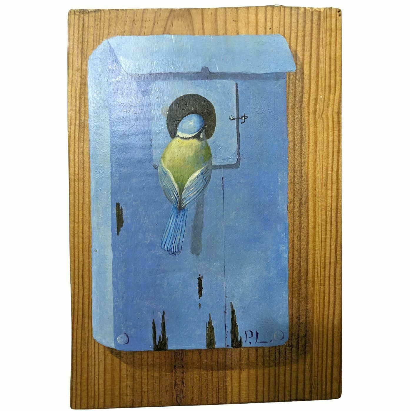 Blue Tit Animal Painting French School Philippe Lazare 20th Century