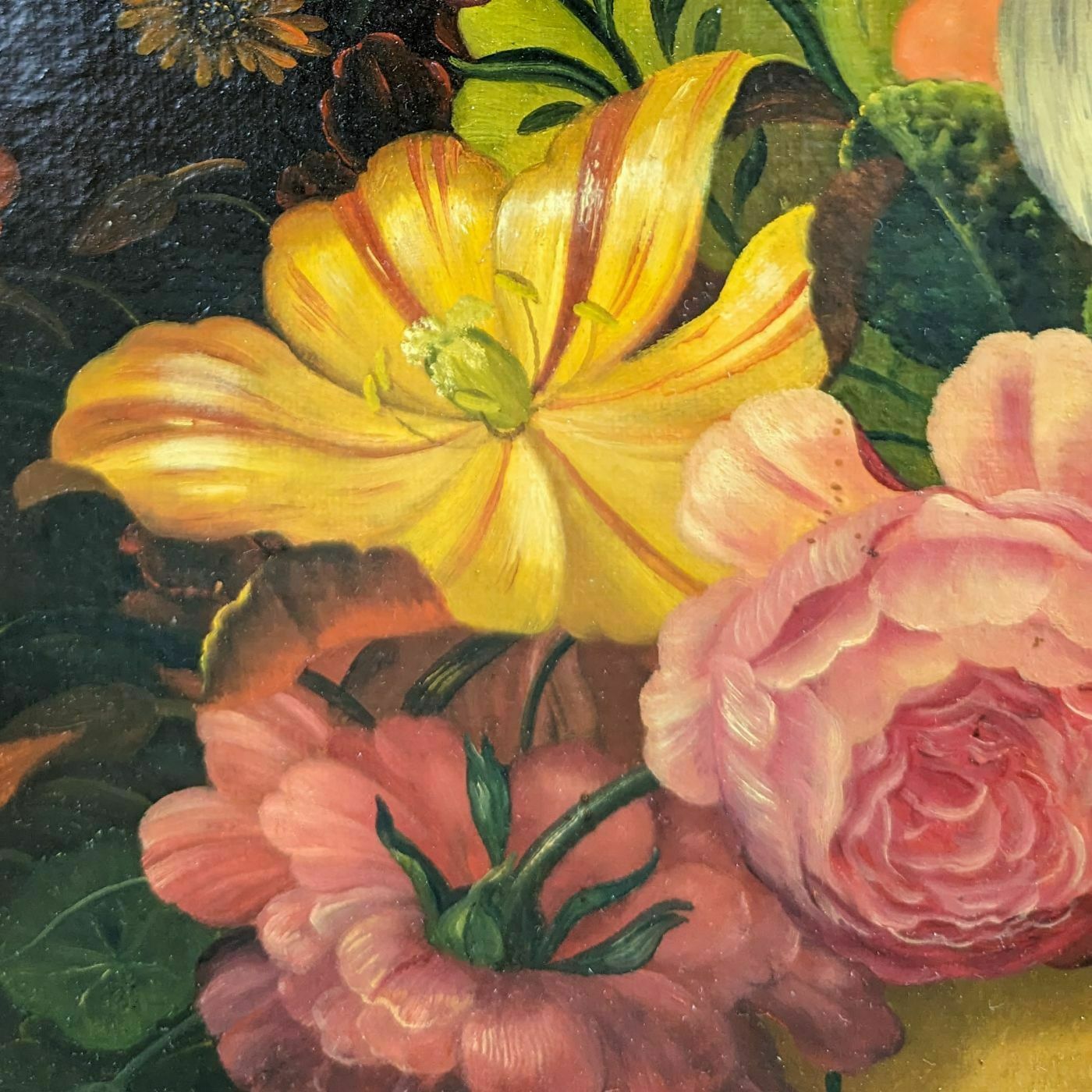 Still Life With Tulips And Crow French School Philippe Lazare 20th Century photo vinterior