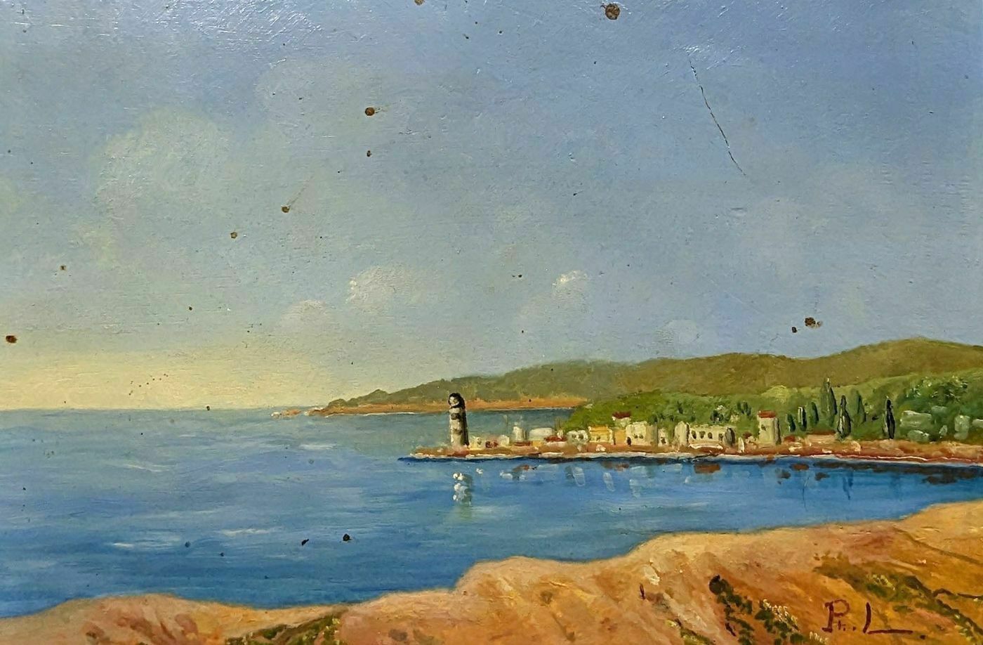 Seaside Landscape French School Philippe Lazare 20th Century photo furniture