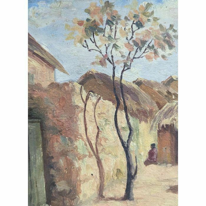 Ambroise Rakoto Oil On Canvas Malagasy Village Street photo for sale